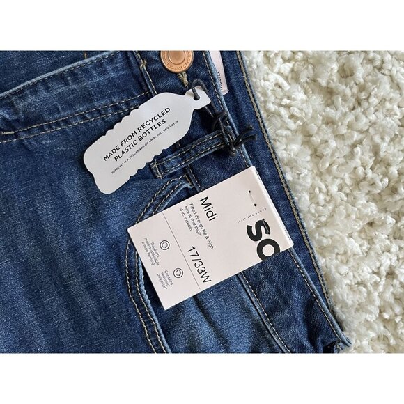SO NWT Midi Denim Shorts Size 17 33 Waist - Picture 2 of 5